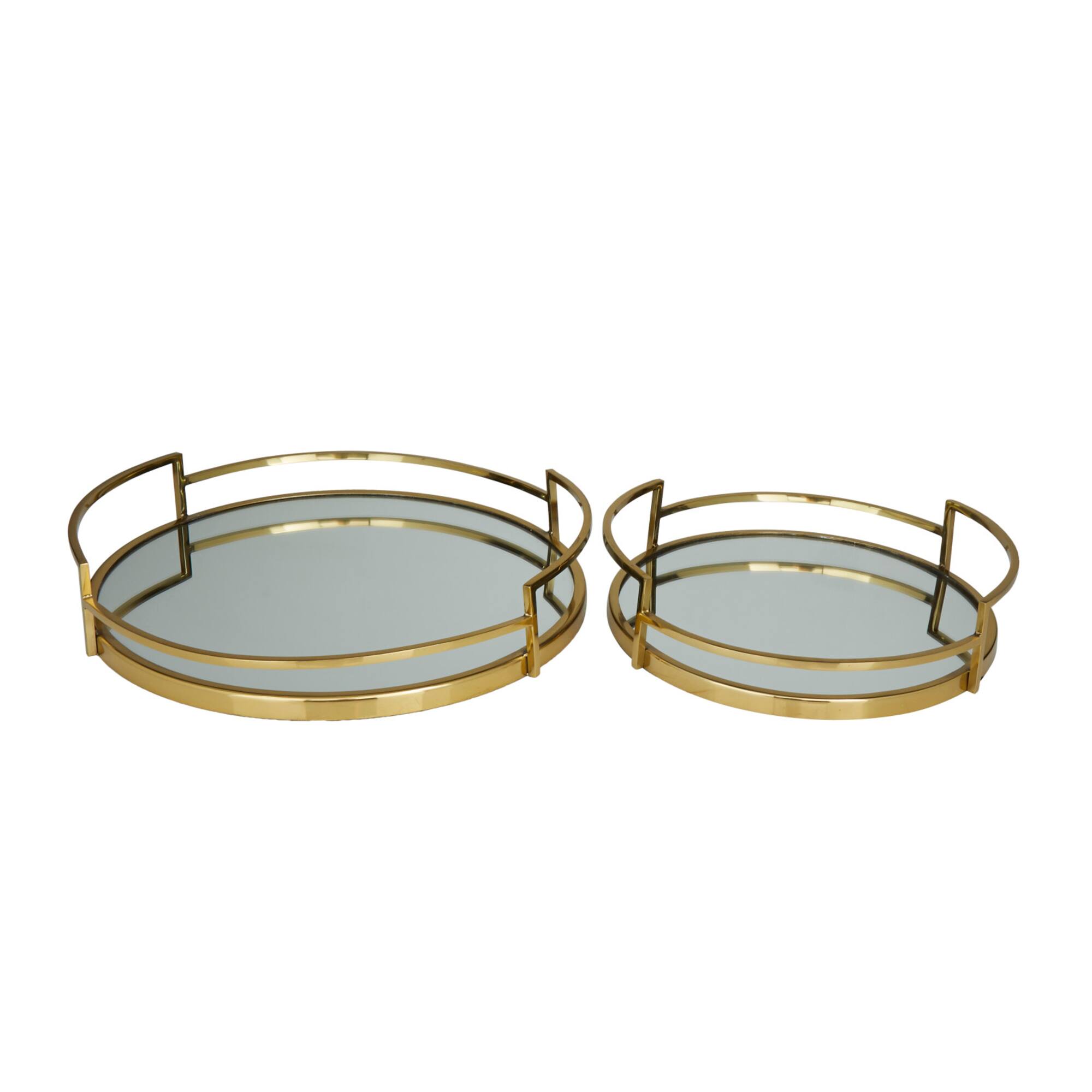 Gold Contemporary Tray, Set of 2" 19", 14"